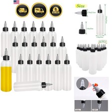 20-Pack 4oz/120ml Plastic Boston Squeeze Bottles with Twist Top Cap, White LD...