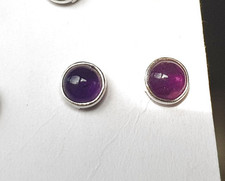 SCHMUCK-STCK Ohrringe Amethyst SILBER CABOCHON Stecker rund