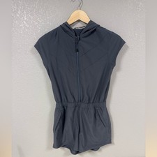 Athleta Girls Ready Go Zip Up Hooded Romper Size Large Gray