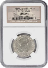 1783 Mo FF Mexico 2 Reales El Cazador Genuine NGC #09089