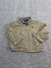 Polo Ralph Lauren Jacket Boys 2T Zip Plaid Collar  Lining Beige