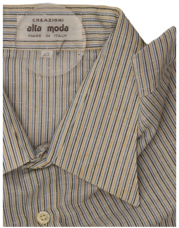 ALTA MODA Mens Short Sleeve Shirt Size 43 Large Multicoloured Striped AJ10 - Image 3 of 3