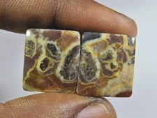 15X18X03 MM NATURAL COCONUT JASPER MATCHED PAIR OCTAGON CABOCHON GEMSTONE