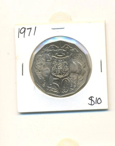 1971 Coat of Arms Fifty Cents Uncirculated Coin from  Roll