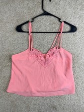 Vintage Victoria's Secret Camisole Top Womens Small Crop Floral Embroidered Pink