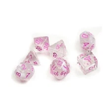 Sirius Dice Poly Set - Translucent White Cloud w/Pink (8) NM