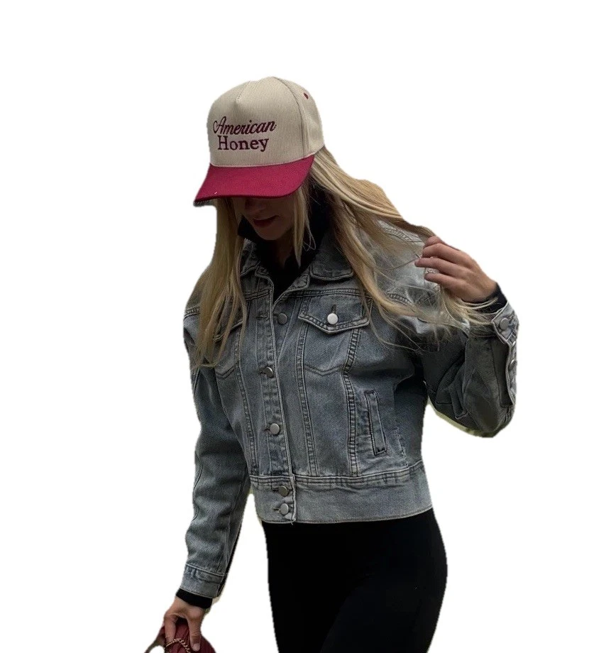 VETEMENTS Giacca Jeans Blu B Denim Donna Tg Lg Western Light Country Cotone Glam Casual