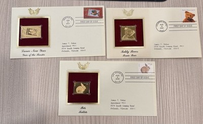 Postal Commemorative Society First Day Covers Gold Teddy Bears Lunar New Year