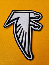 Falcon Mascot Patch Black & White Chenille on Black 9 x 7 Sportswear
