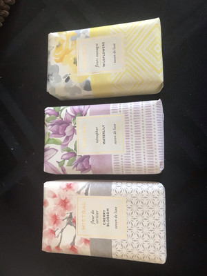 Mistral Soap Set - Wildflowers, Water lily, And Cherry Blossom. 3.14 Oz Each