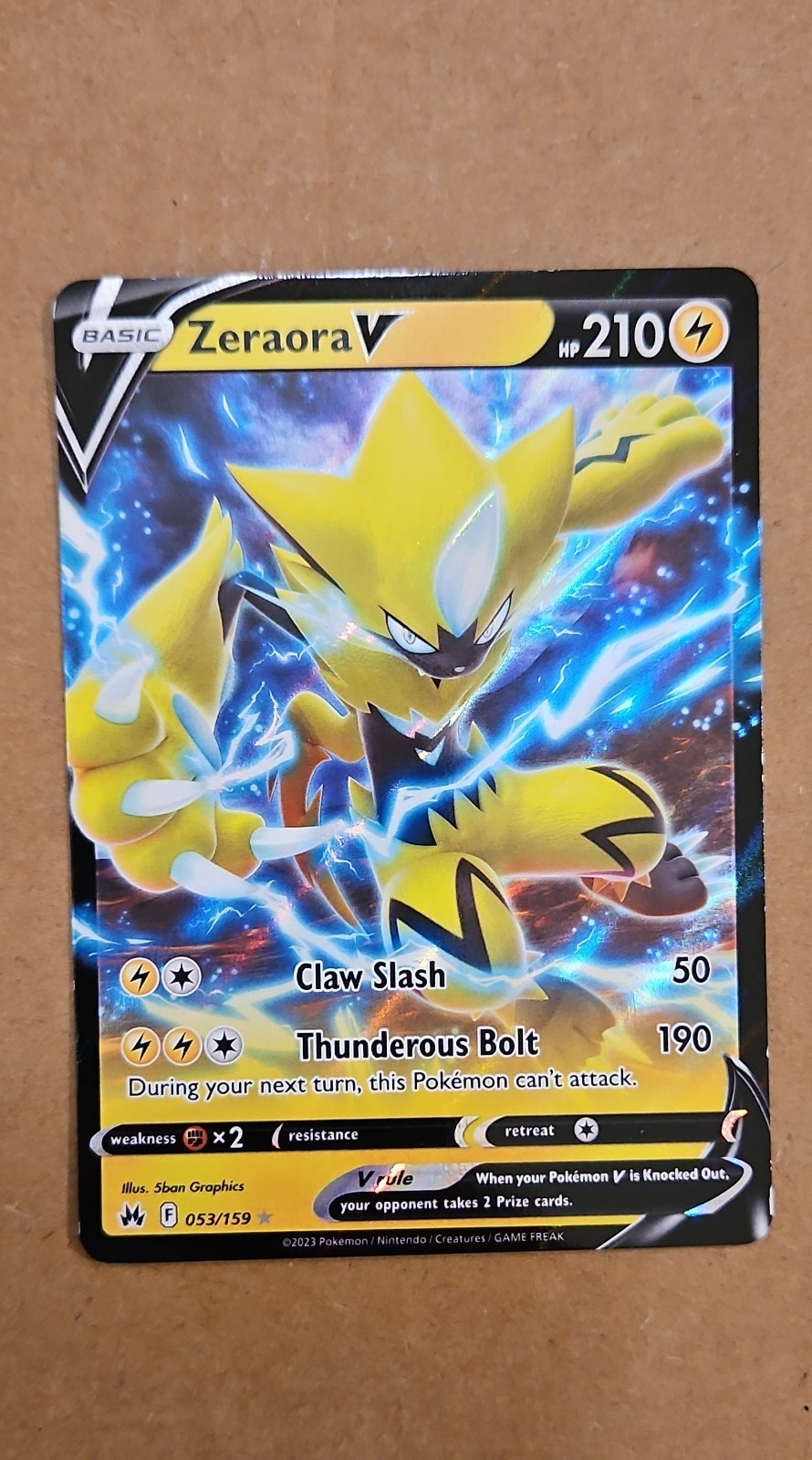 Pokemon Zeraora V 053/159 SWSH: Crown Zenith Holo NM TCG CCG 
