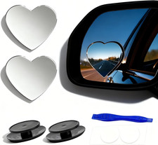 2 Pcs Blind Spot Mirrors, 2" Heart Shaped HD Glass Convex 360 Wide Angle Side R
