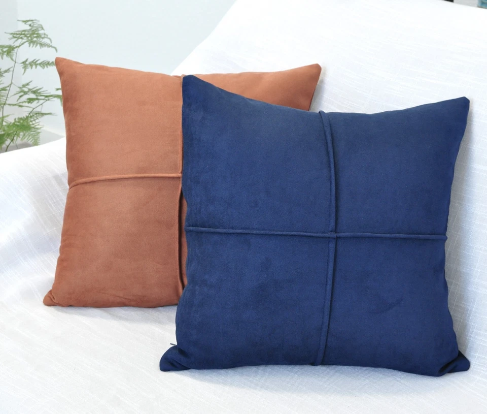 Juego de 2 fundas de almohada de gamuza / fundas de cojín suaves como cuero Foto 2 de 4