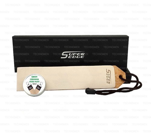KNIFE CUT THROAT RAZOR SHARPENING LEATHER POCKET STROP CHROMIUM OXIDE BALM PASTE - Picture 4 of 5