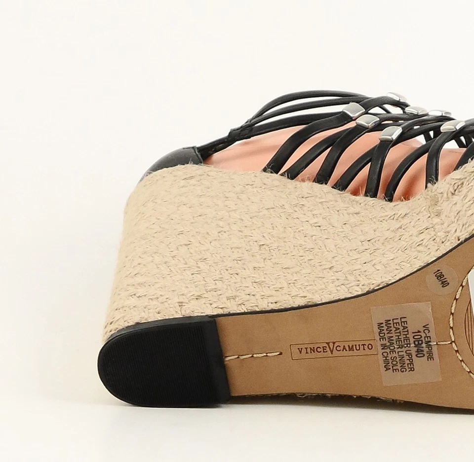 $118 VINCE CAMUTO империи черный кожаный дизайнер Espadrille на танкетке сандалии 10  - Изображение 4 из 4