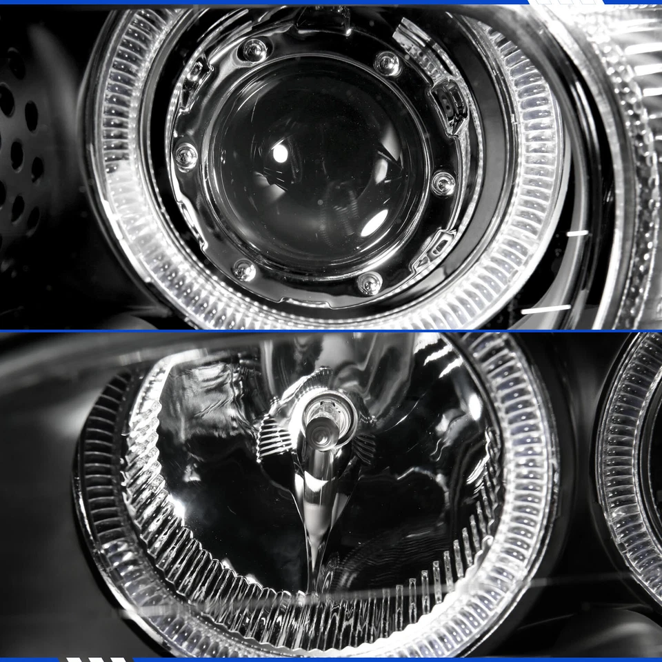 1999-2001 BMW E46 3-Series Coupe Dual LED Halo Projector Black Headlights Pair Foto 3 de 4