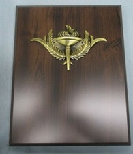 torch award 8 x 10 cherry finish plaque trophy case metal relief award