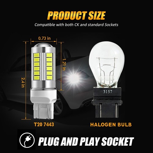 AUXBEAM White 7443 7440 LED 6000K Reverse Backup Turn Signal Parking Light Bulbs - Bild 6 von 11