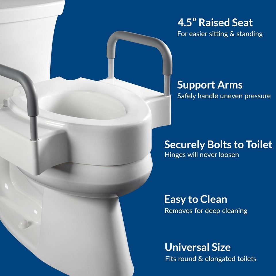 Rise 4.5" Raised Toilet Seat with Handles, Toilet Seat Riser for