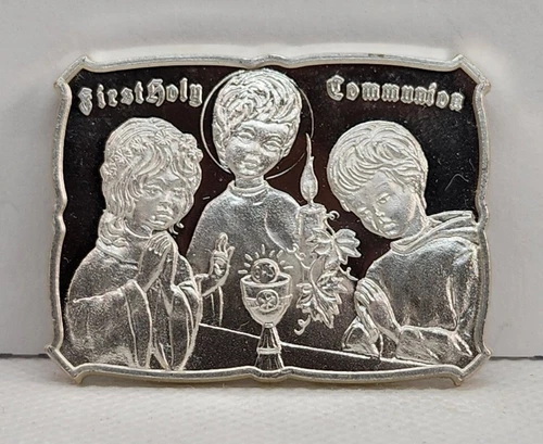 First Holy Communion B.H. Mayer 1oz .9999 German Proof Silver Art Bar Rare