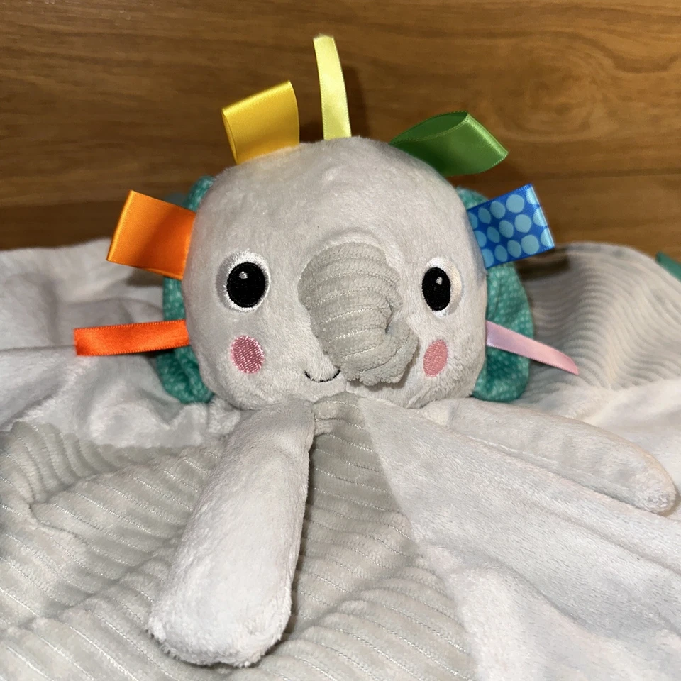 Плюшевое детское защитное одеяло Bright Start Taggies Elephant Lovey для младенцев бирюзовый цвет - Изображение 3 из 4