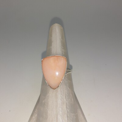 Handgefertigter peruanischer rosa Opal Solitär Ring in Sterlingsilber 10,25 ctw
