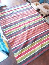 INDIA HANDLOOM RED  MULTI COLOUR STRIPE 100% COTTON RUG - 150cm x 210cm -LARGE