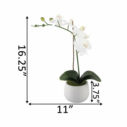 Flora Bunda Artificial 18" H Real-Touch Orchids in 4.8 in Indian Ceramic Pot - Picture 2 of 2