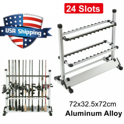 24 Rod Fishing Pole Holder Aluminum Stand Portable Storage AIRKOUL 24 ...