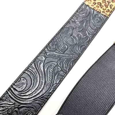 Chicos Belt Womens Medium Brown Black Leather Leopard Brass Gold Boho Western Chicos Belt Womens Medium Brown Black Leather Leopard Brass  main image 4
