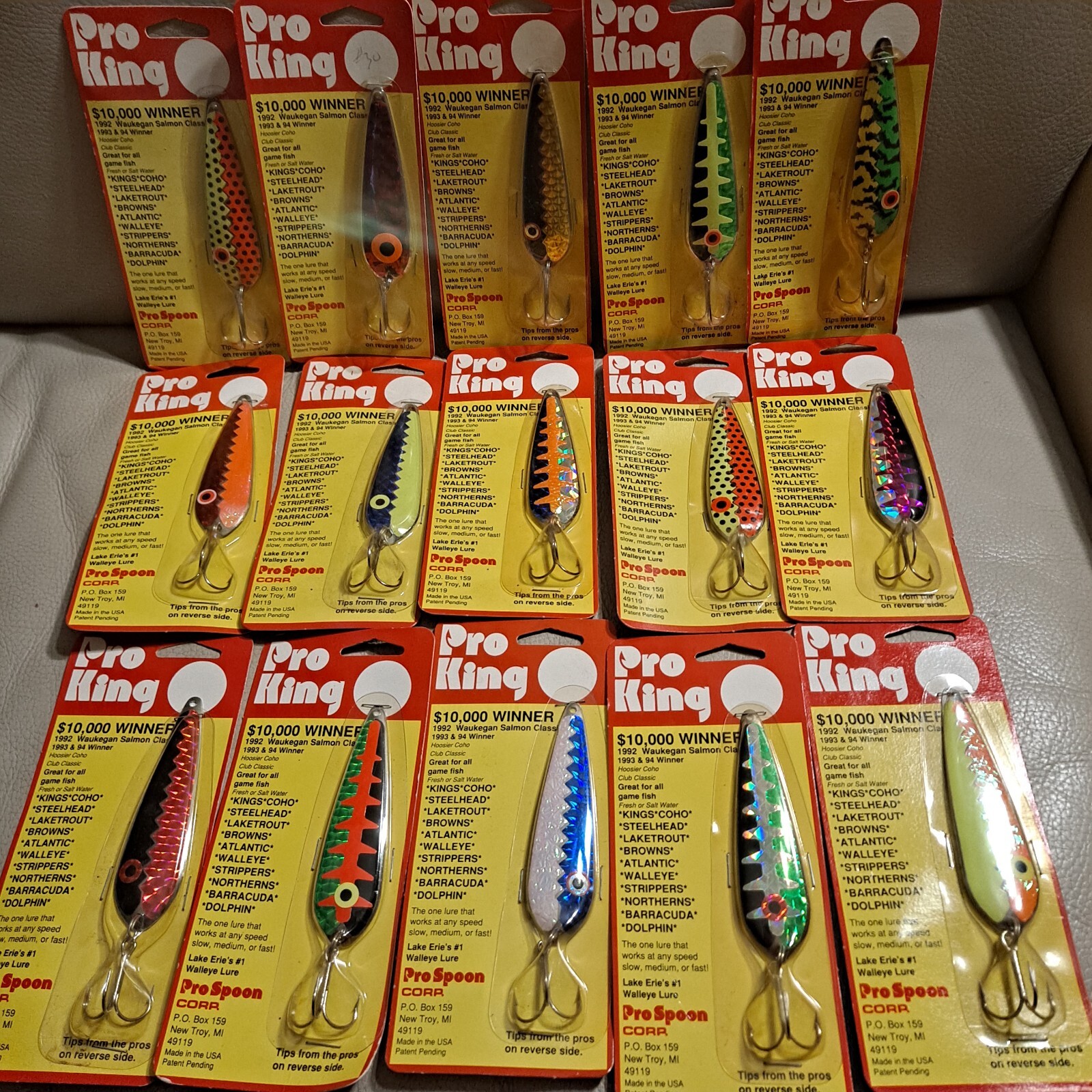 NEW LOT OF 15 Pro King Spoons Asst. Color, Flash & Holographic NOS from