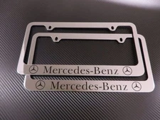 2 Brand New MERCEDES-BENZ chromed METAL license plate frame free screws and caps