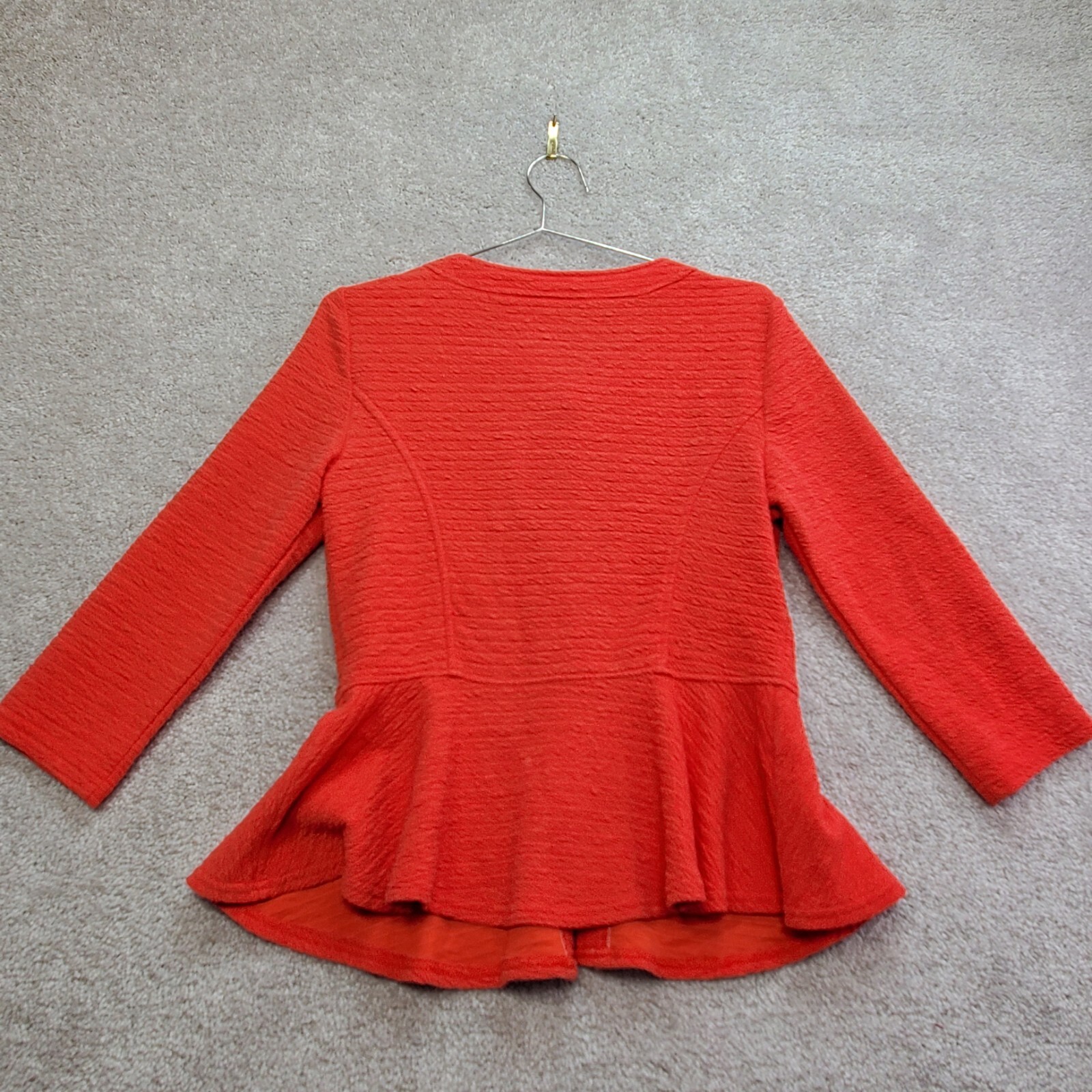 Spense Top Women's Medium  Coral Orange Stretch Peplum Hem Casual Office Party