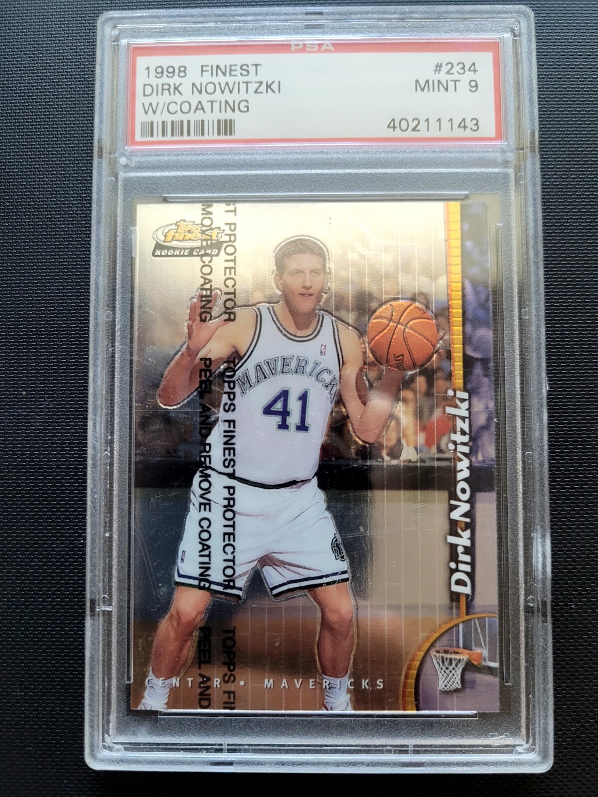 1998-99 Topps Finest Dirk Nowitzki W/Coating Rookie RC #234 PSA 9 MINT Mavericks