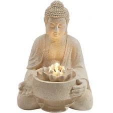 Serenity Buddha Garden Water Feature Fountain LED Self Contained 40cm Ornament