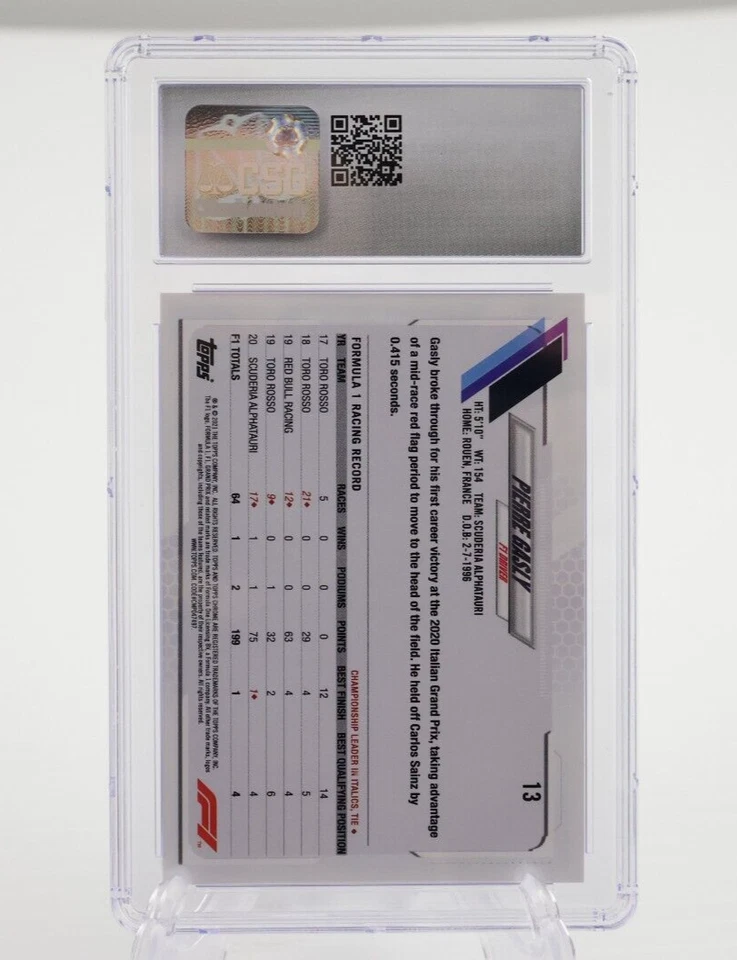 2021 Topps Chrome Formula 1 Pierre Gasly Black and White Raywave Ref. CSG 8 #13 - Image 2 of 2