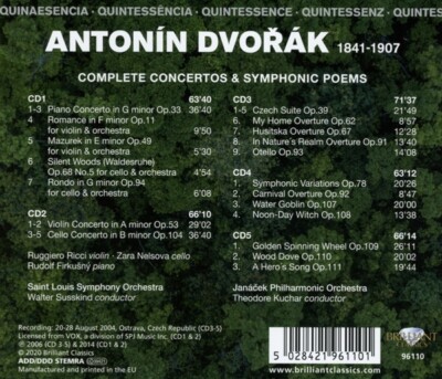 DVORAK:COMPLETE CONCERTOS & SYMPHONIC POEMS (QU) - 5 CD NEU DVORAK