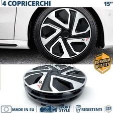 4 Copricerchi per Citroen C3 3 16-20 15'' Coppette Silver e Nere 5 Razze MADE in