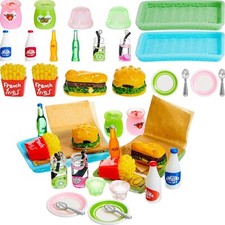 8 Set 20 Pieces Miniature Food Pretend Fast Food Play Toys Set Hamburger Frie...