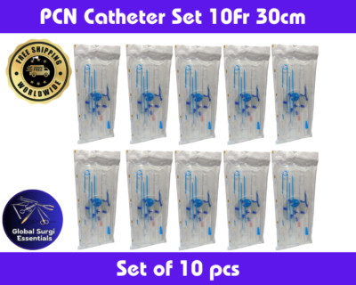 PCN Catheter Set 10Fr 30cm Pigtail Nephrostomy Drainage Urology New Set of 10Pcs