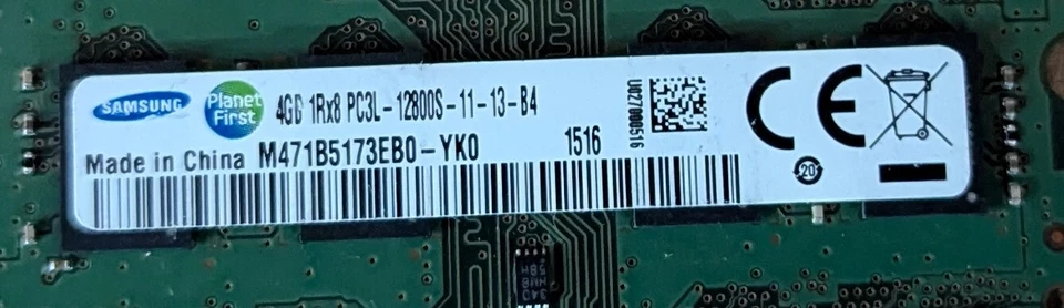 SAMSUNG 4X 4GB 1RX8 PC3L-12800S-11-13-B4 LAPTOP RAM M471B5173EB0-YK0 N6-4(14) - Image 3 of 4