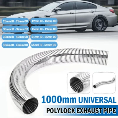 WHEELX Exhaust Flexible Polylock Stainless Steel Flexi Tube 1000mm Universal Any Size