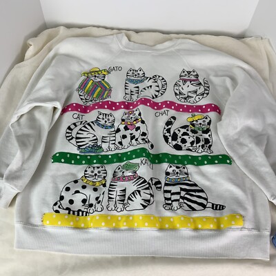 EZL Marcy  N Me 1992 Sweatshirt Pullover Cats Design One Size