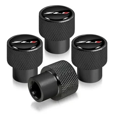Chevrolet Camaro ZL1 Logo in Black on Black Aluminum Tire Valve Stem Caps