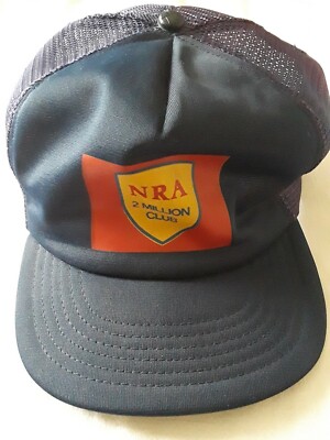 NRA 2 million club hat ball cap blue made in USA adjustable strap mesh Vintage 