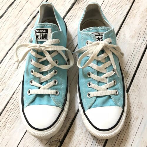 Converse All Star Mens 6 Turquoise Aqua Blue Low Top Tennis Shoes EUC
