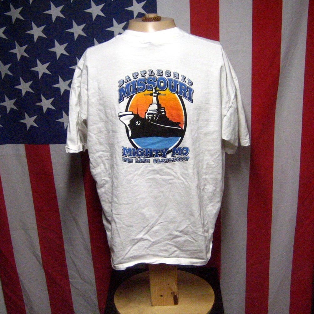 USS MISSOURI beat-up tee XL Mighty Mo T shirt BB-63 Pearl Harbor battleship Navy