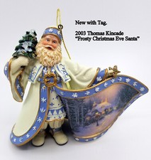 New w/Tag Ashton Drake Thomas Kincade Frosty Christmas Eve  Santa 2003 Ornament