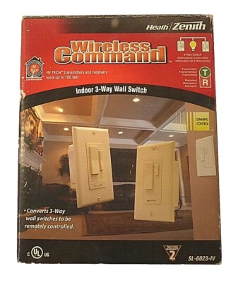 Heath Zenith SL-6023-IV Wireless Command, RF 3-way wall switch  -NEW-