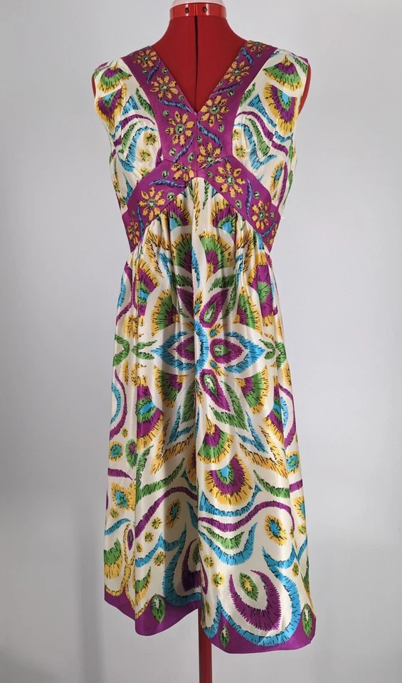 Vestido Victor Costa Romántica De Colección Años 60 Mod Era Espacial Op-Art Multicolor 34" Foto 2 de 4